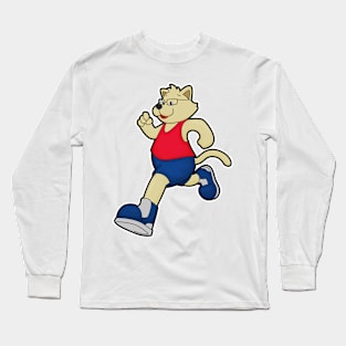 Dog at Running with Glasses Long Sleeve T-Shirt